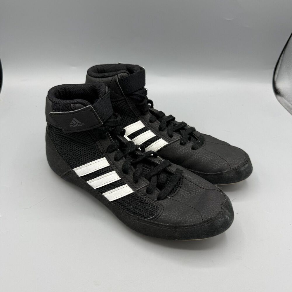 Adidas HVC 2 Wrestling Shoes Sneakers AQ3327 Black White Kids Size 3.5